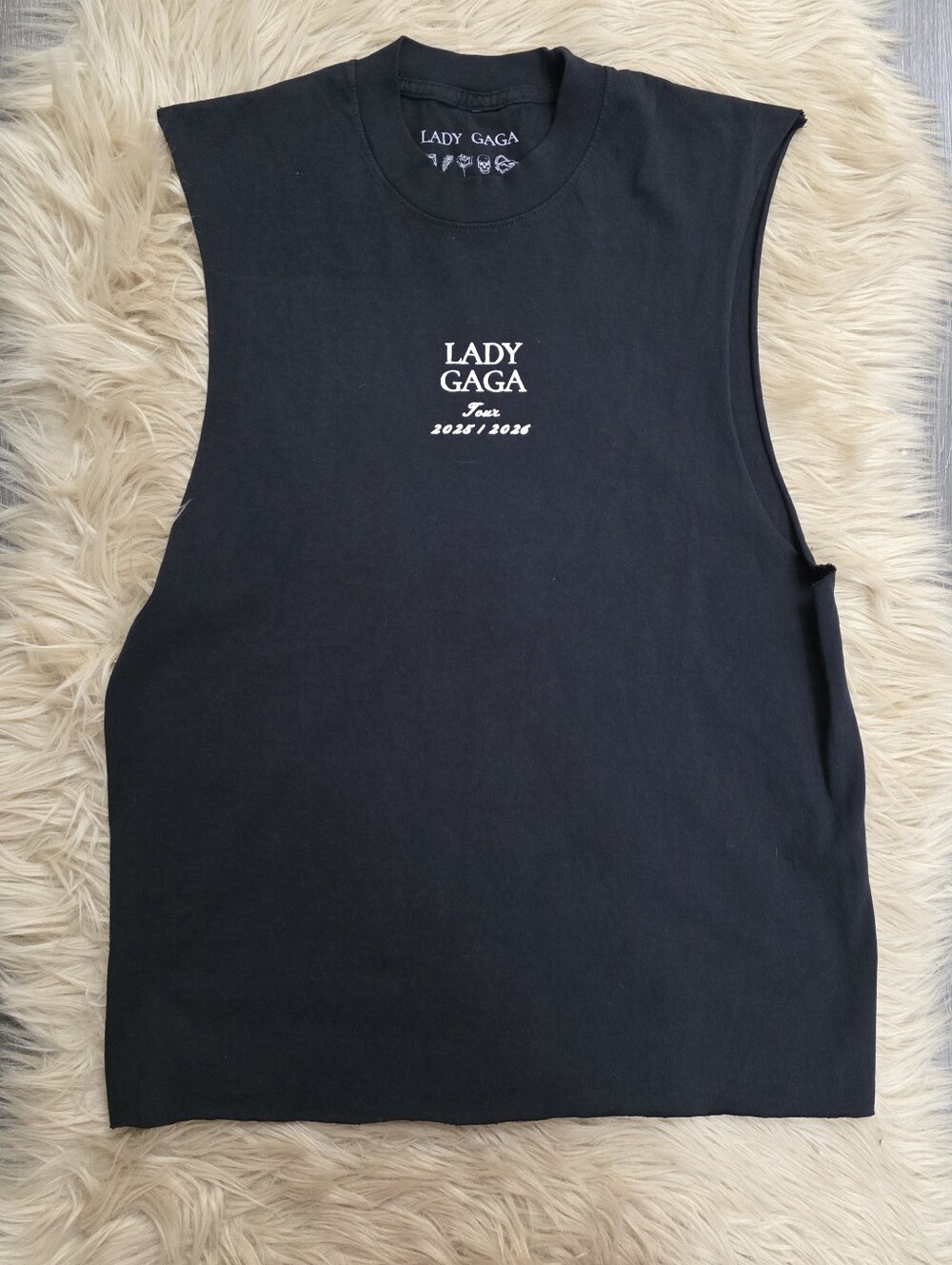 Lady Gaga The Mayhem Ball Tour Black Sleeveless Cut-off Muscle Tank Men's Small